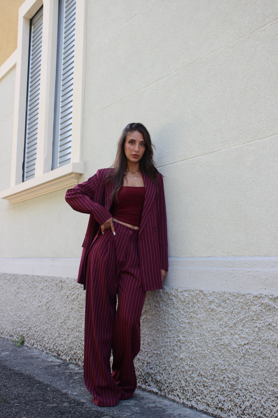 Coordinato Gessato Bordeaux
