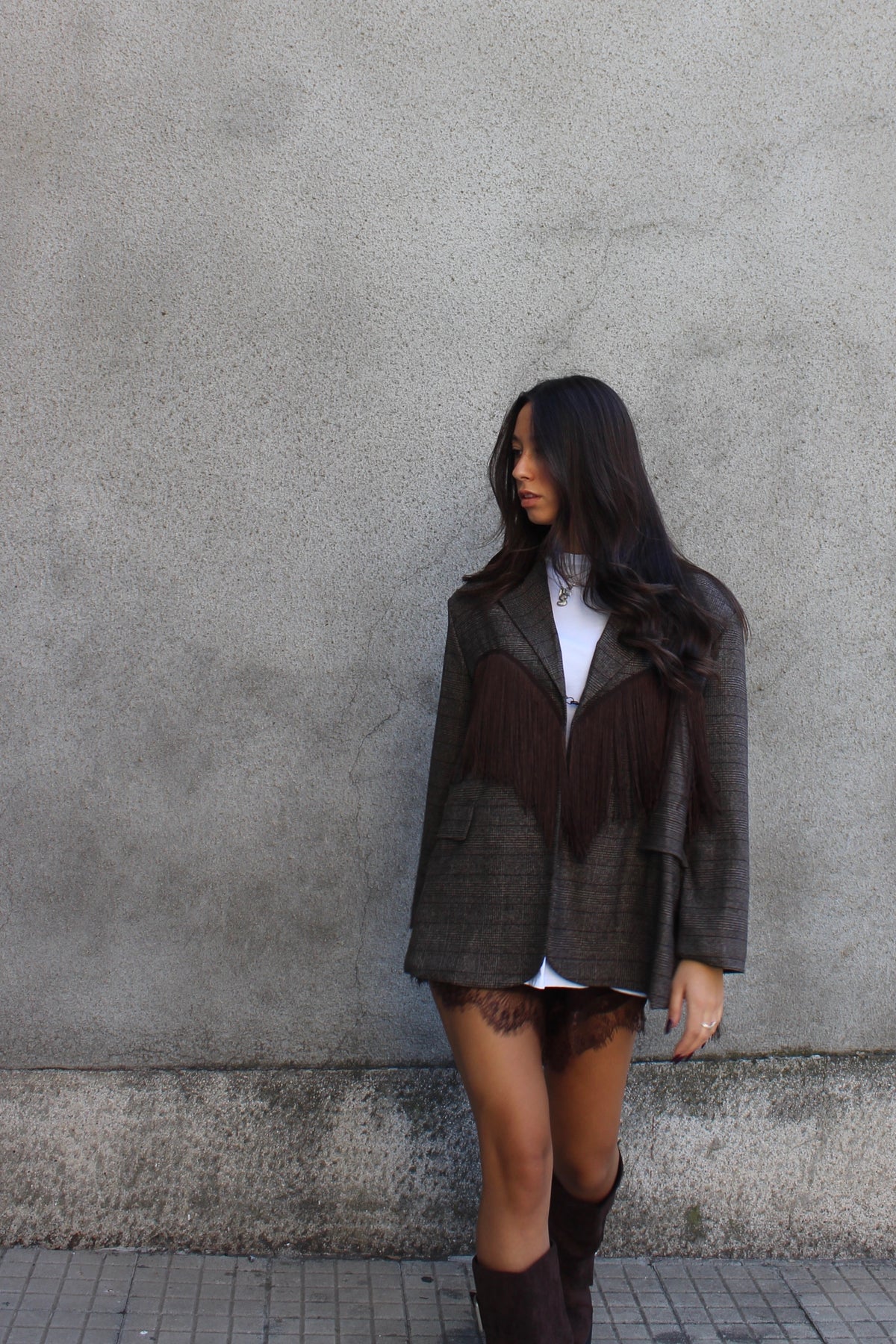 Blazer fringes cioccolato