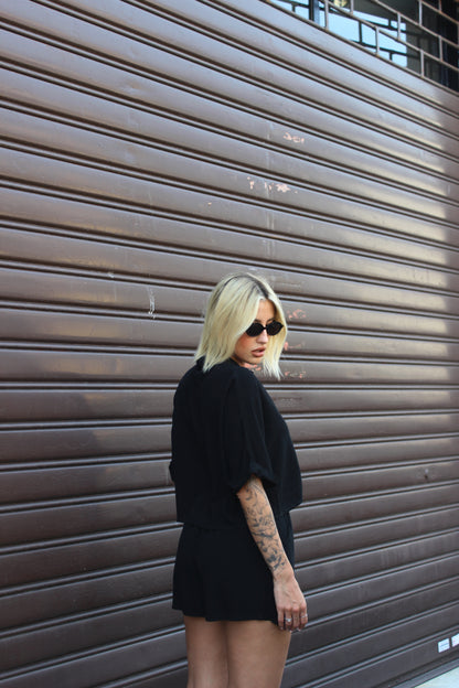 Coordianto blusa crop nero