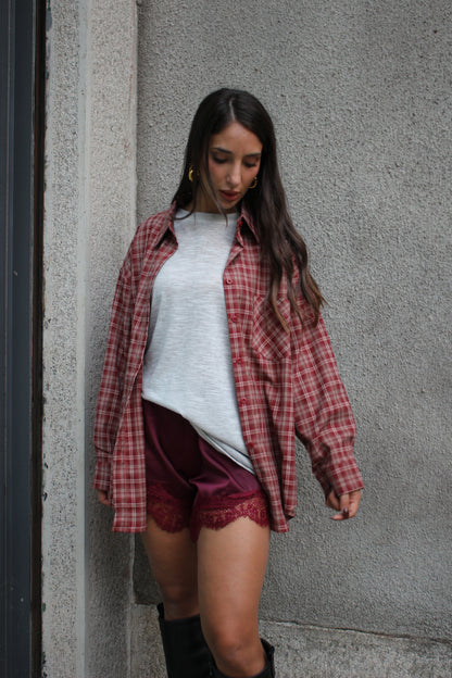 Camicia Check bordeaux