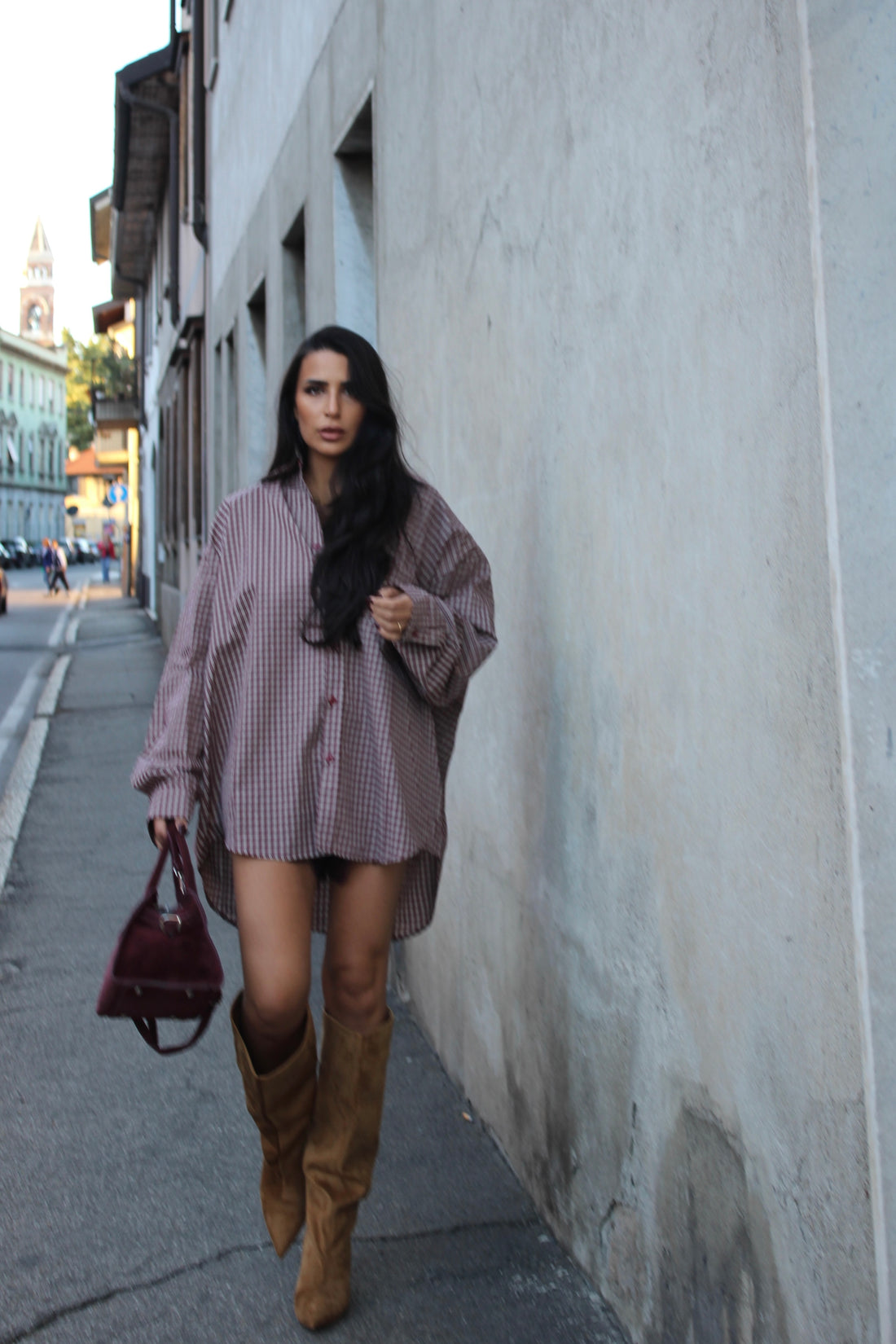 Camicia microcheck bordeaux