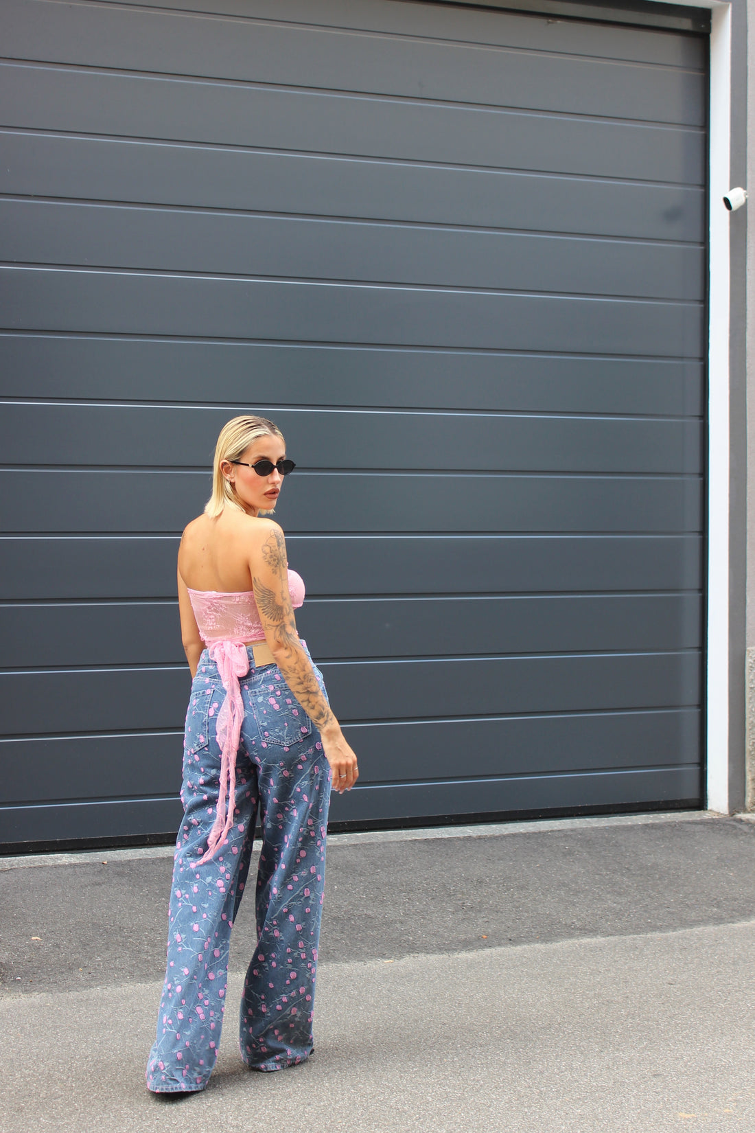 Jeans pois rosa