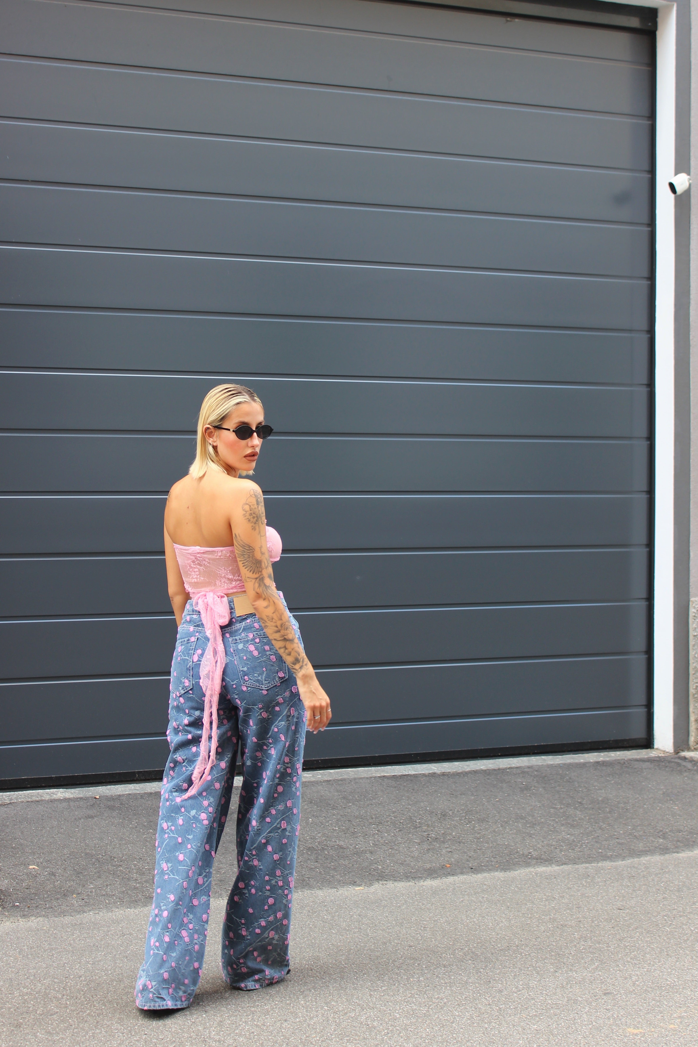 Jeans pois rosa
