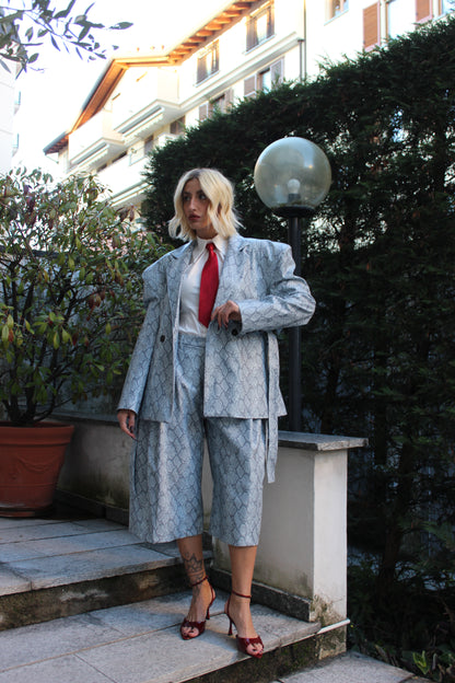 Coordinato Effetto Pitone Grigio/Azzurro