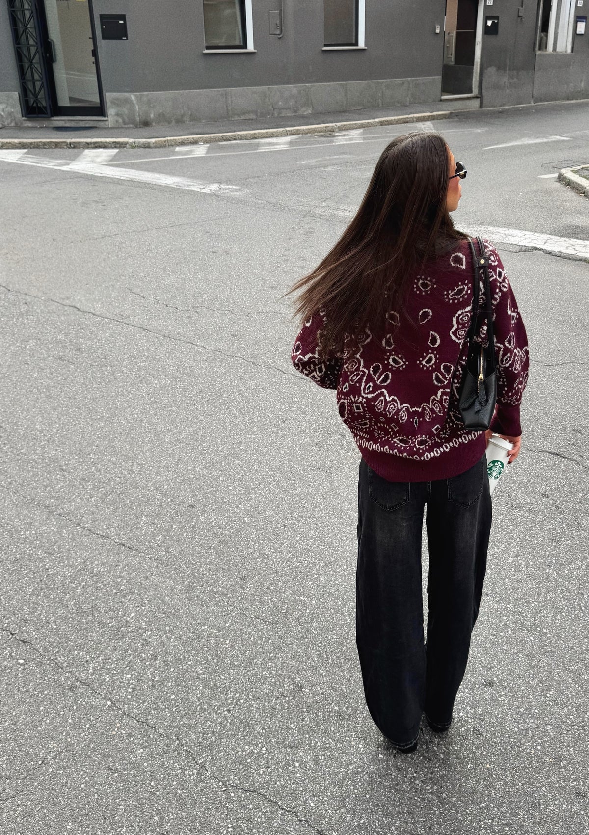 Cardigan Paisley burgundy