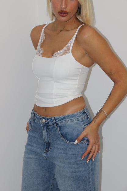 Tank tops pizzo bianco