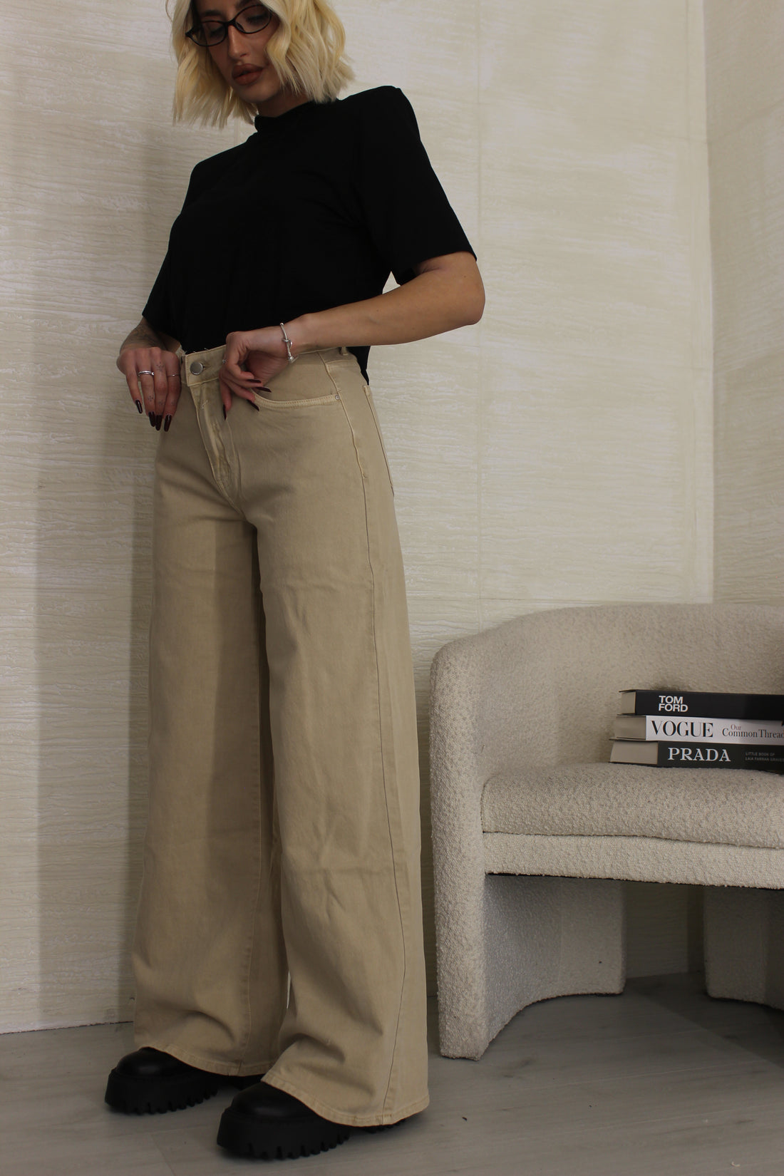 Jeans mega baggy beige