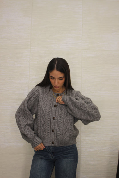 Cardigan con Bottoni Grigio