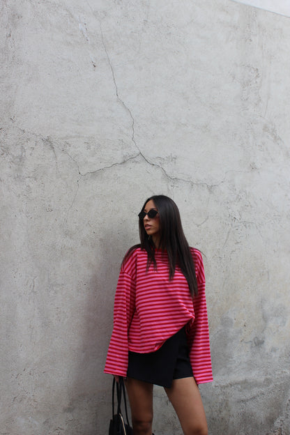 Maglia striped rosa