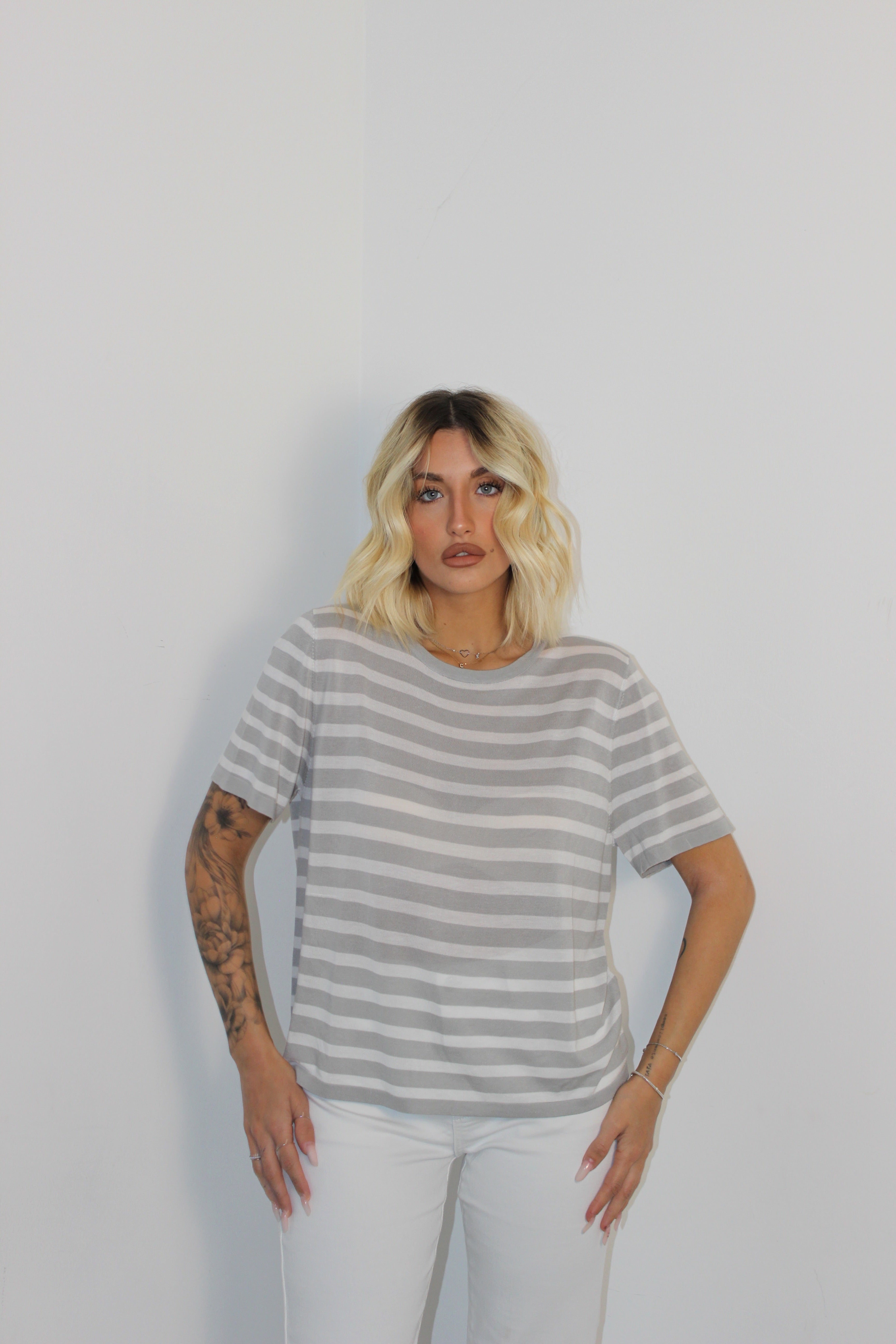 T-shirt righe Grigio