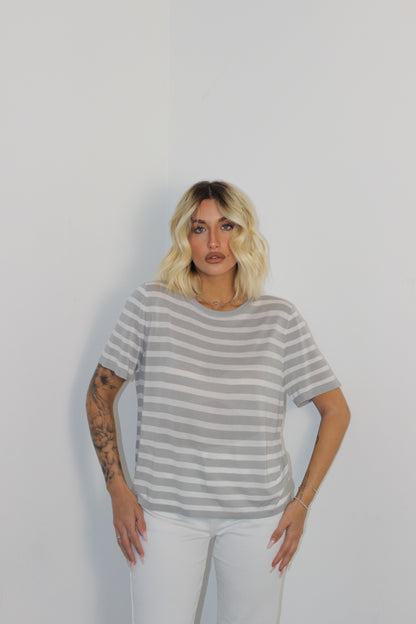 T-shirt righe Grigio