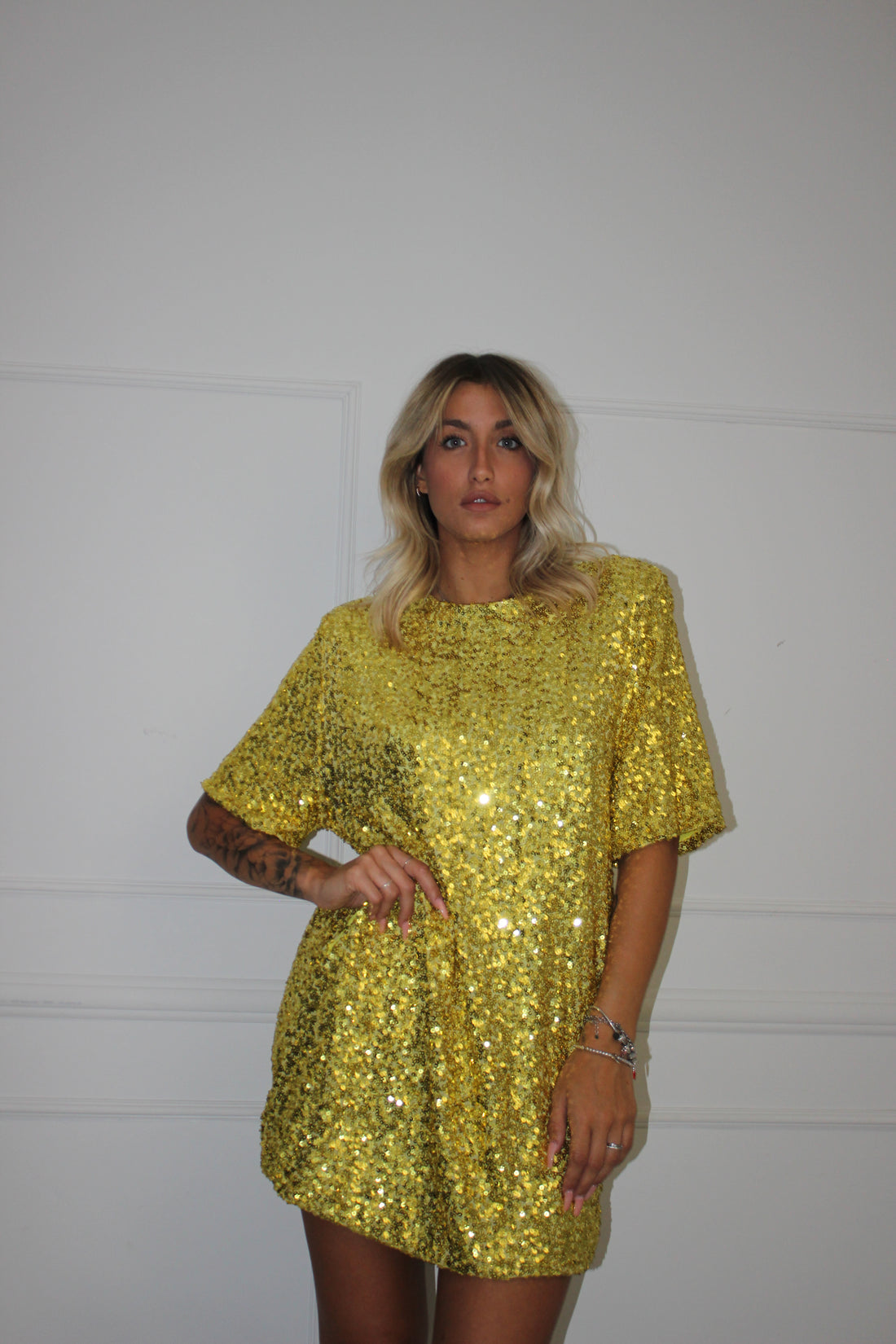 Maxi maglia Lumina Paillettes giallo