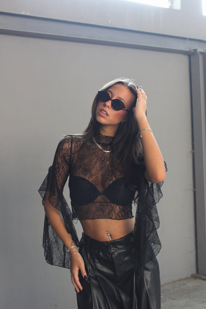 Blusa in pizzo nero