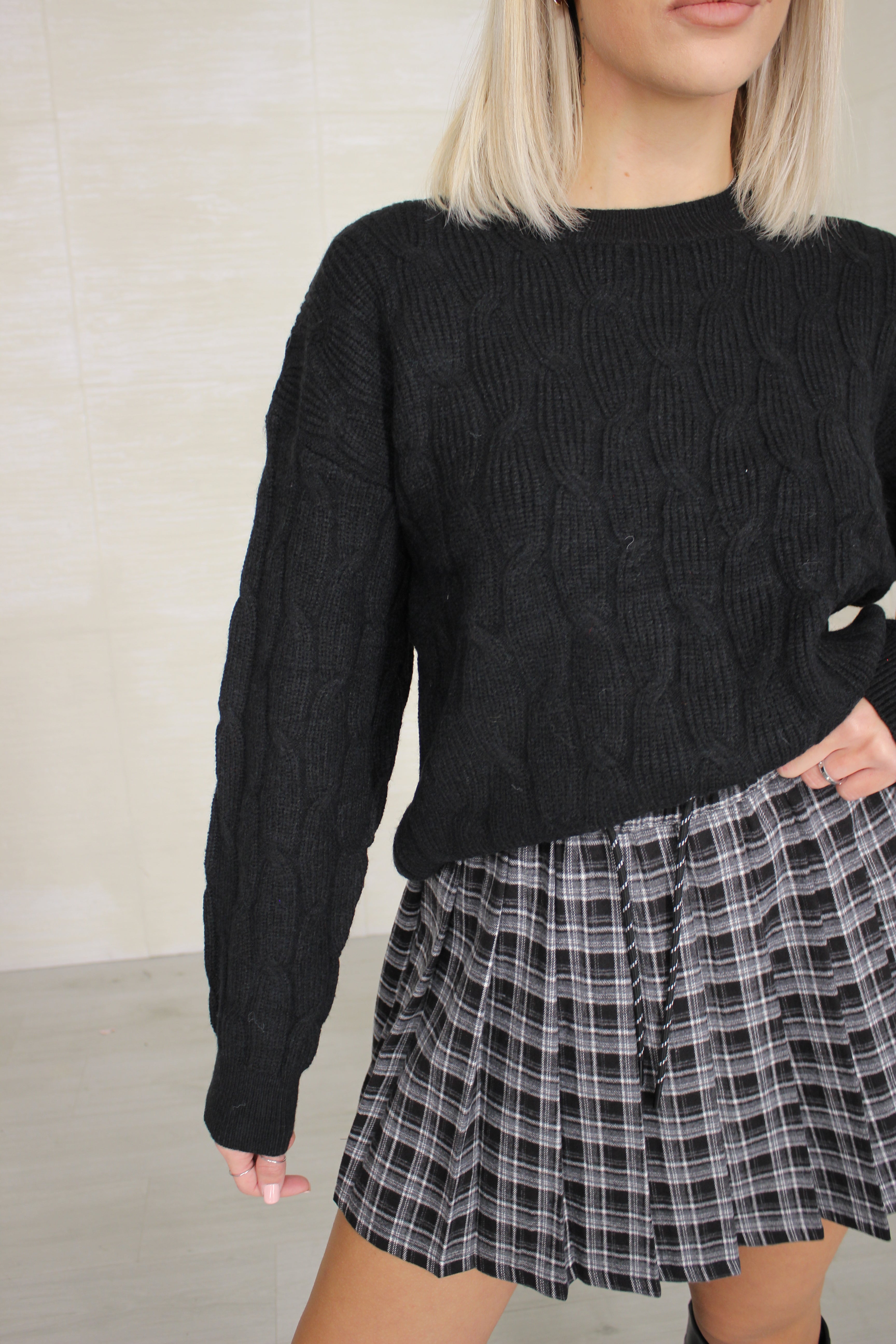 Pull treccia nero