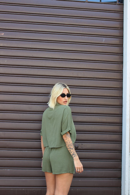 Coordianto blusa crop verdone