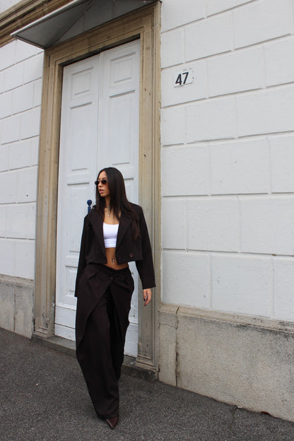 Tailleur gessato cioccolato