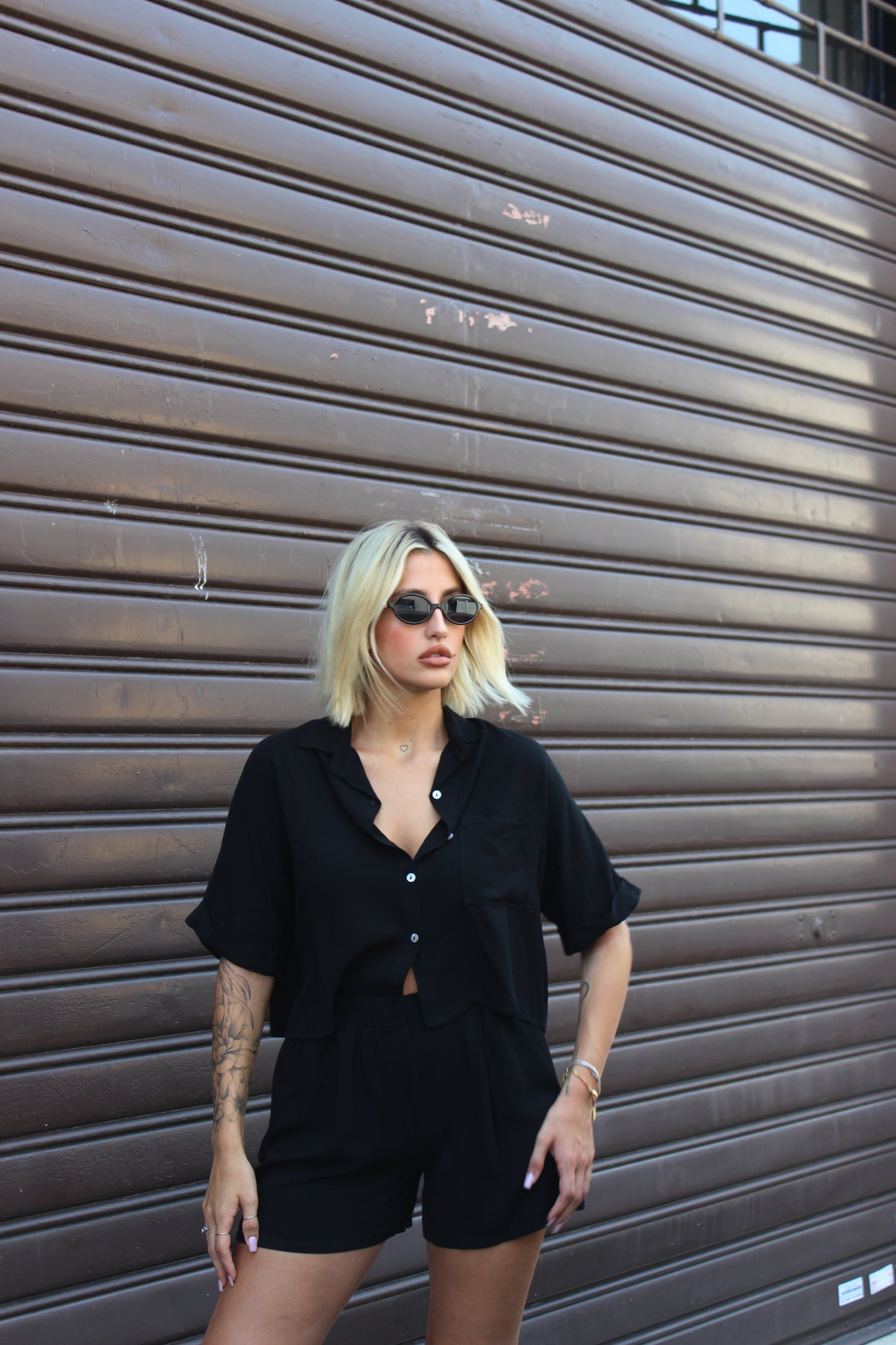 Coordianto blusa crop nero