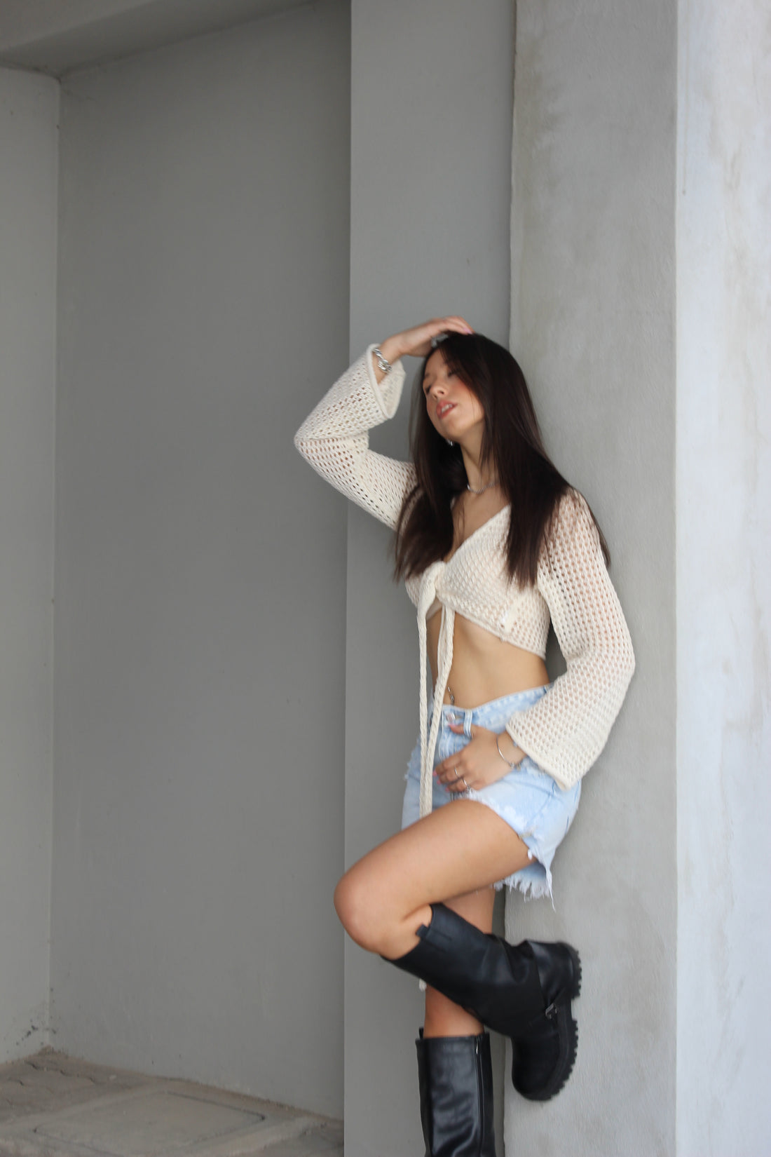 Maglia Crochet Panna