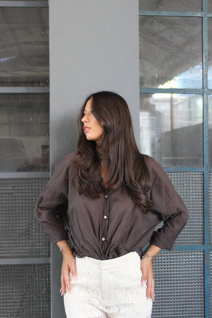 Camicia 100% cotone cioccolato