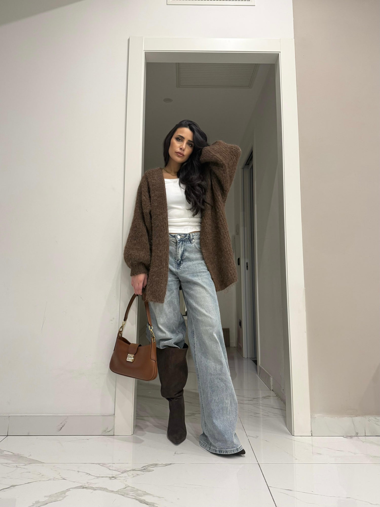 Cardigan Midi con cappuccio