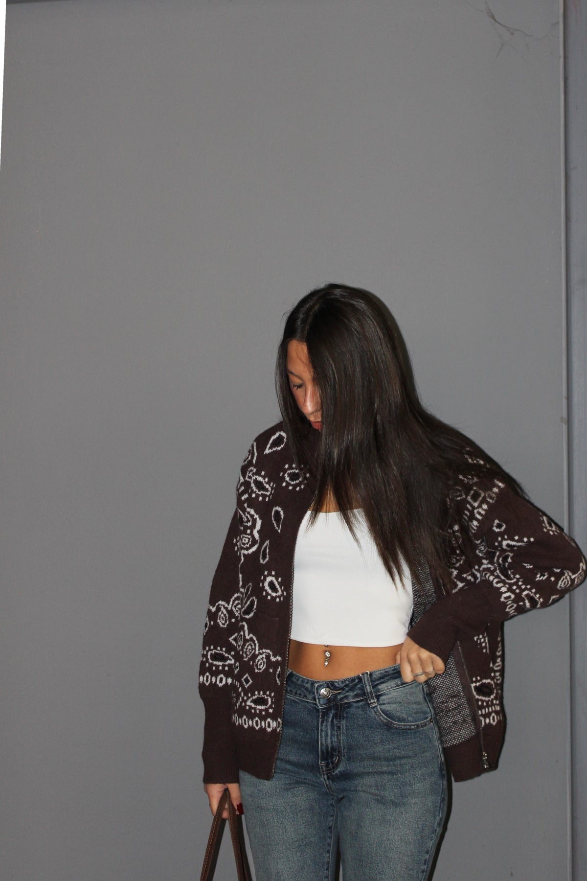Cardigan Paisley cioccolato