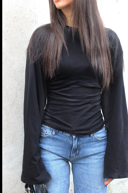 Maglia midi longesleeve nero