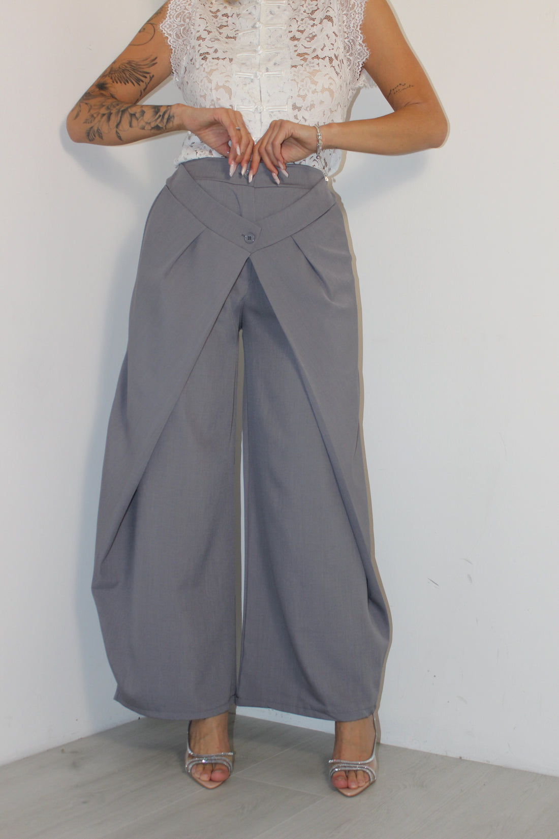 Pantalone doppia chiusura Grigio