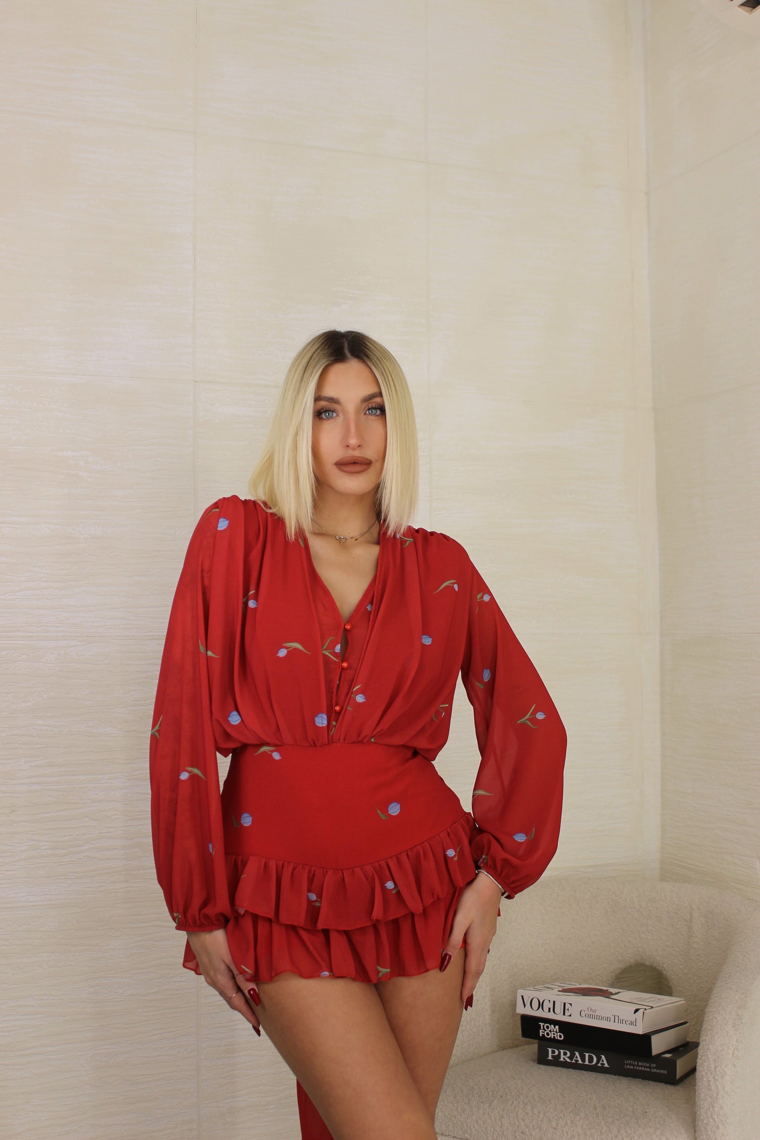 Playsuit primavera Rosso