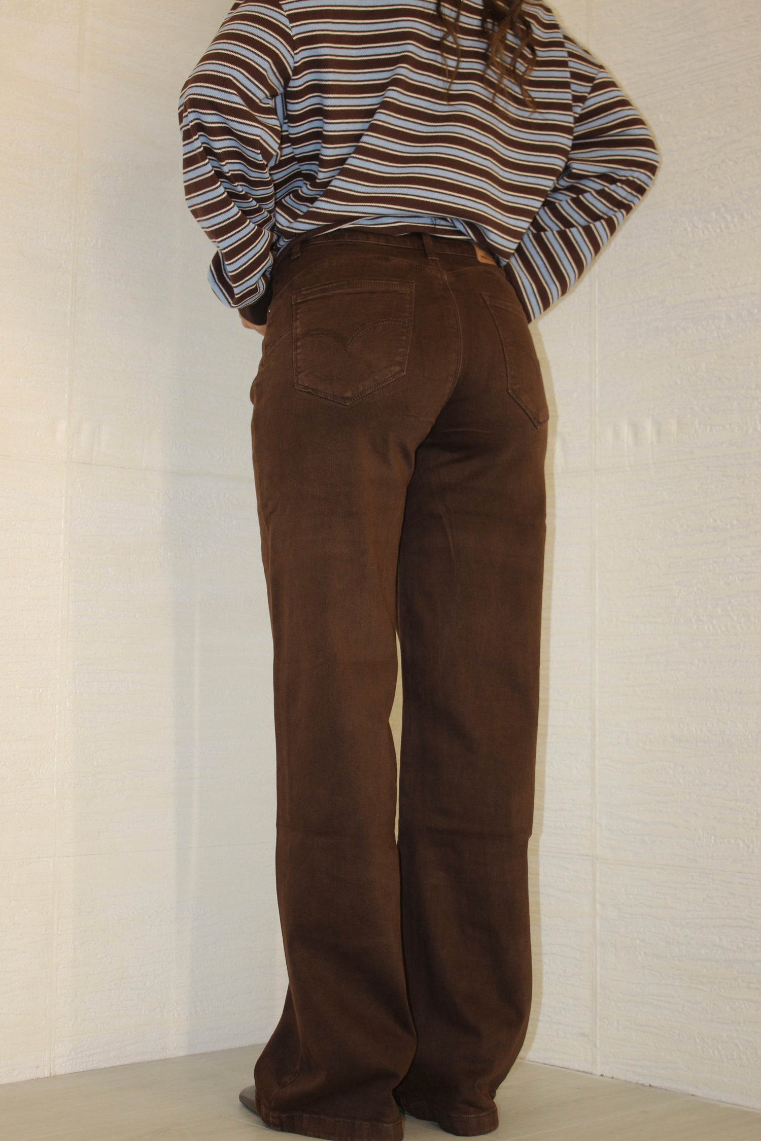 Jeans wide leg cioccolato