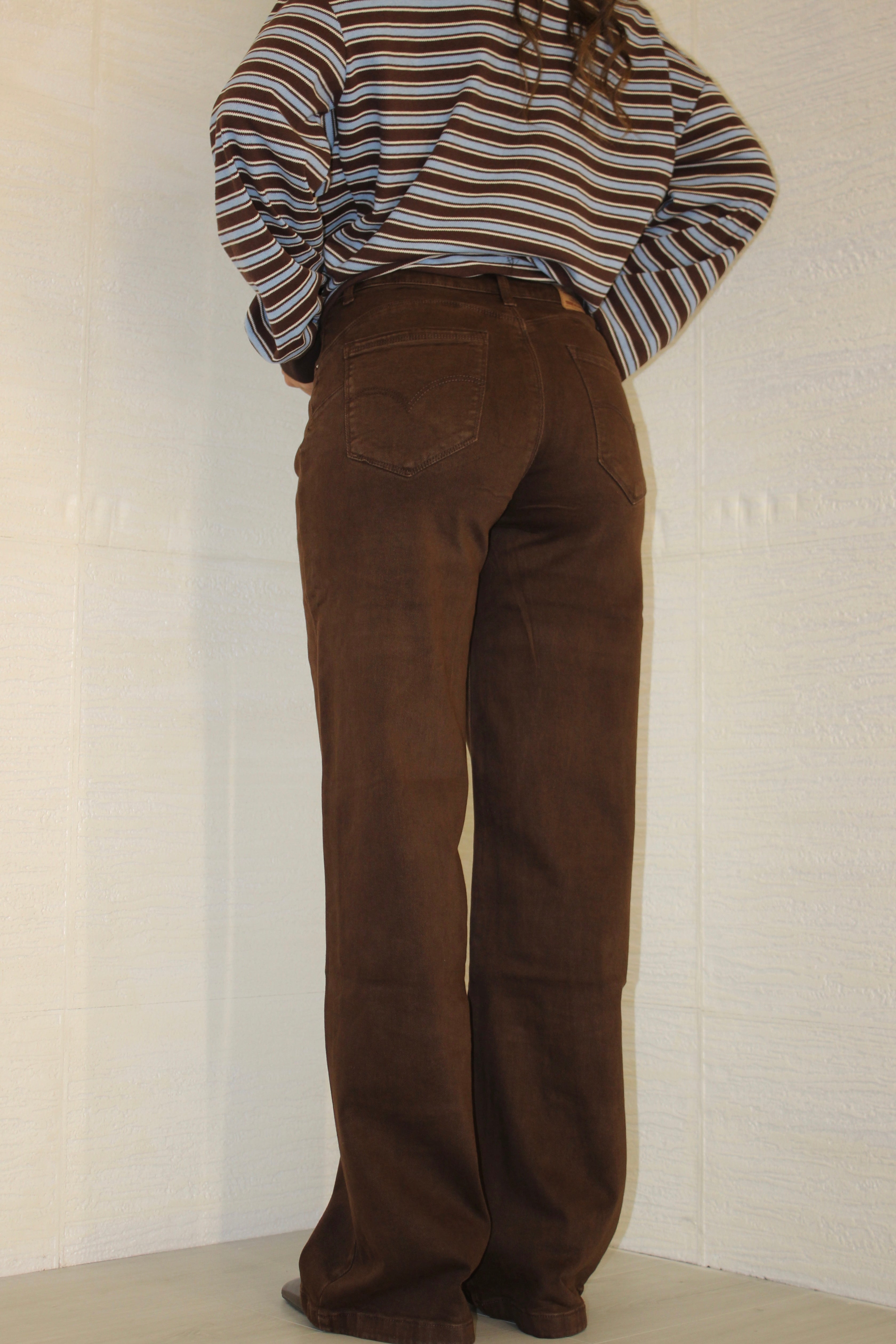 Jeans wide leg cioccolato