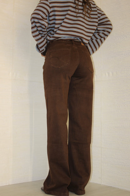 Jeans wide leg cioccolato