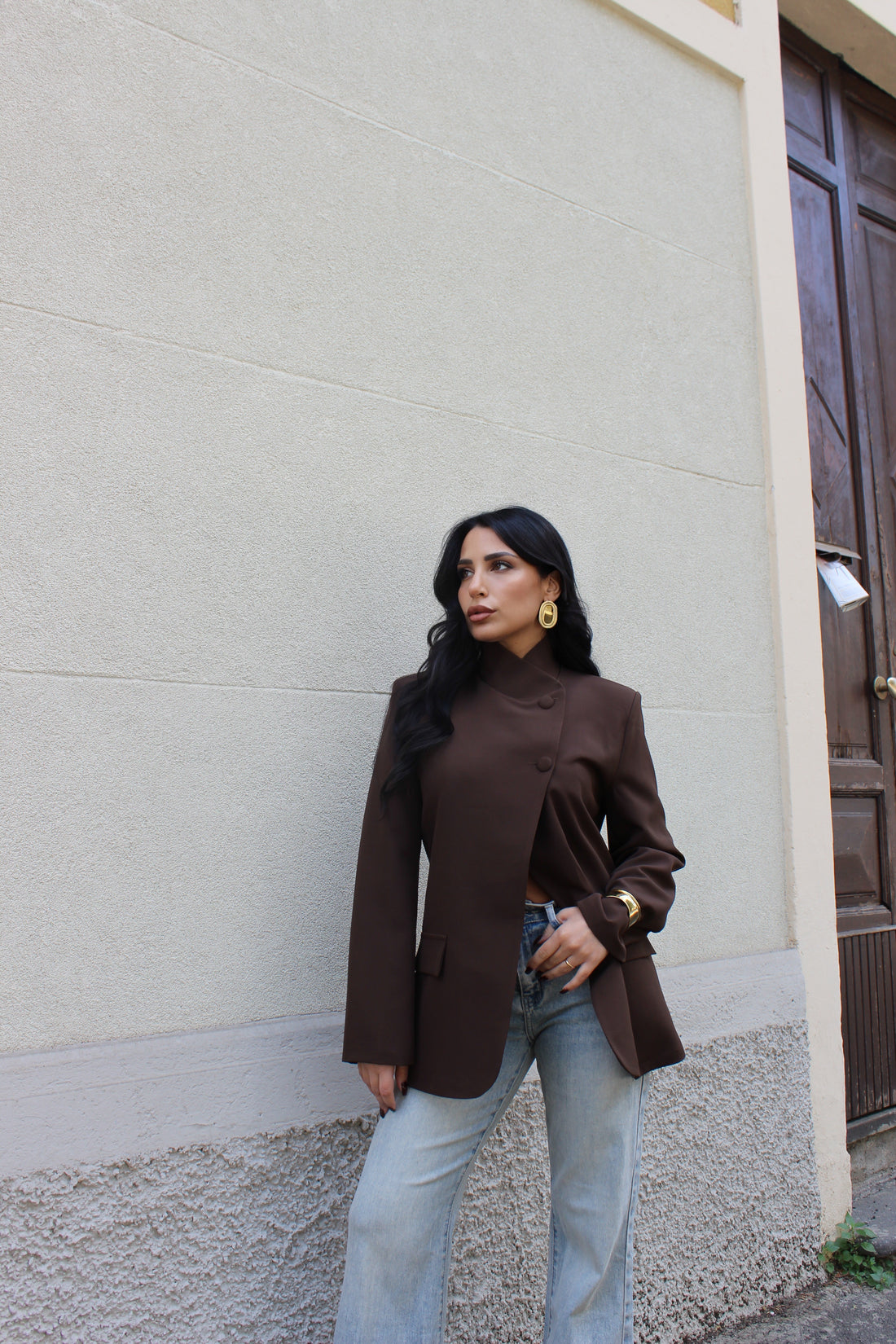 Blazer con chiusura laterale Cioccolato