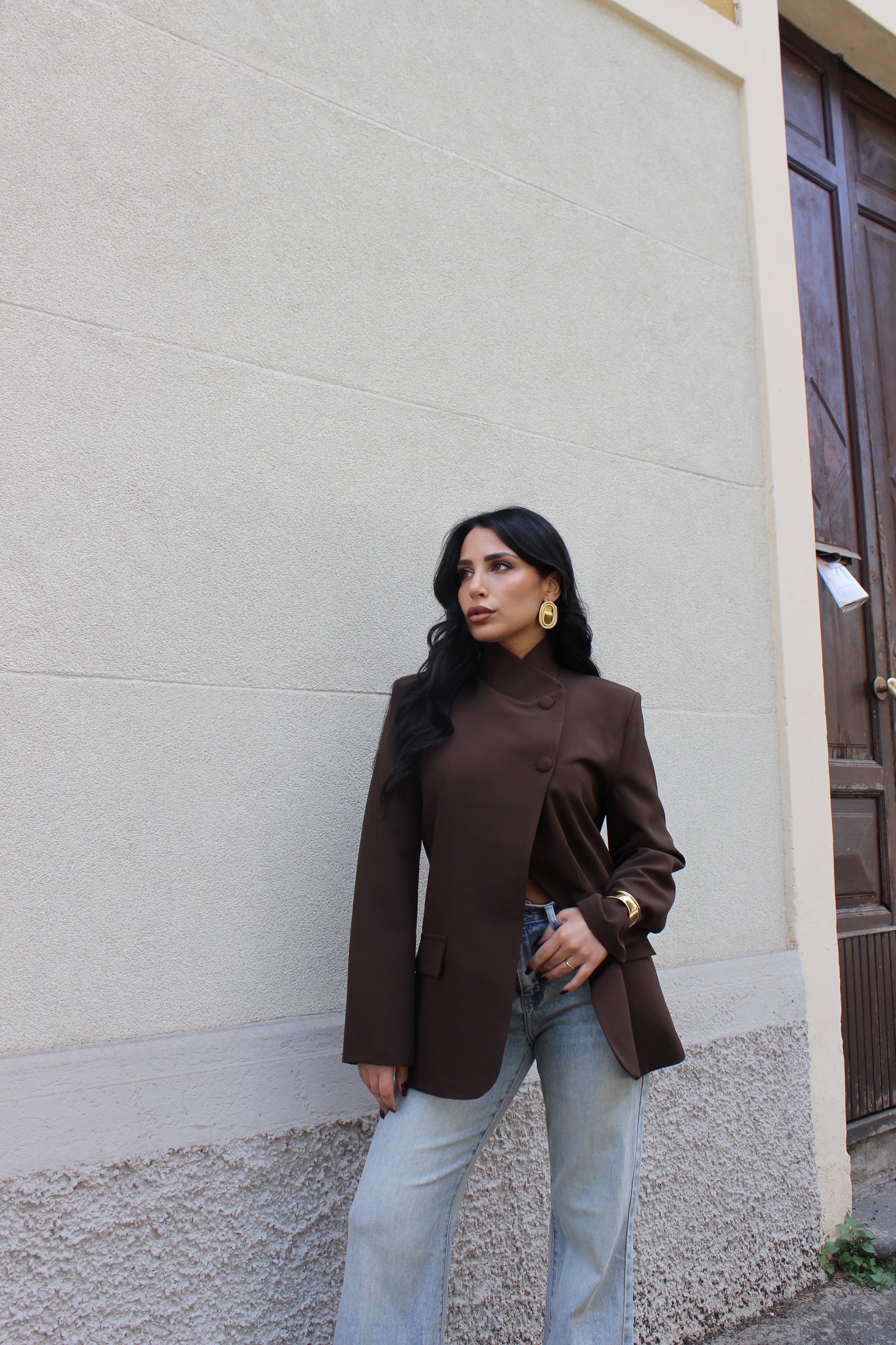 Blazer con chiusura laterale Cioccolato