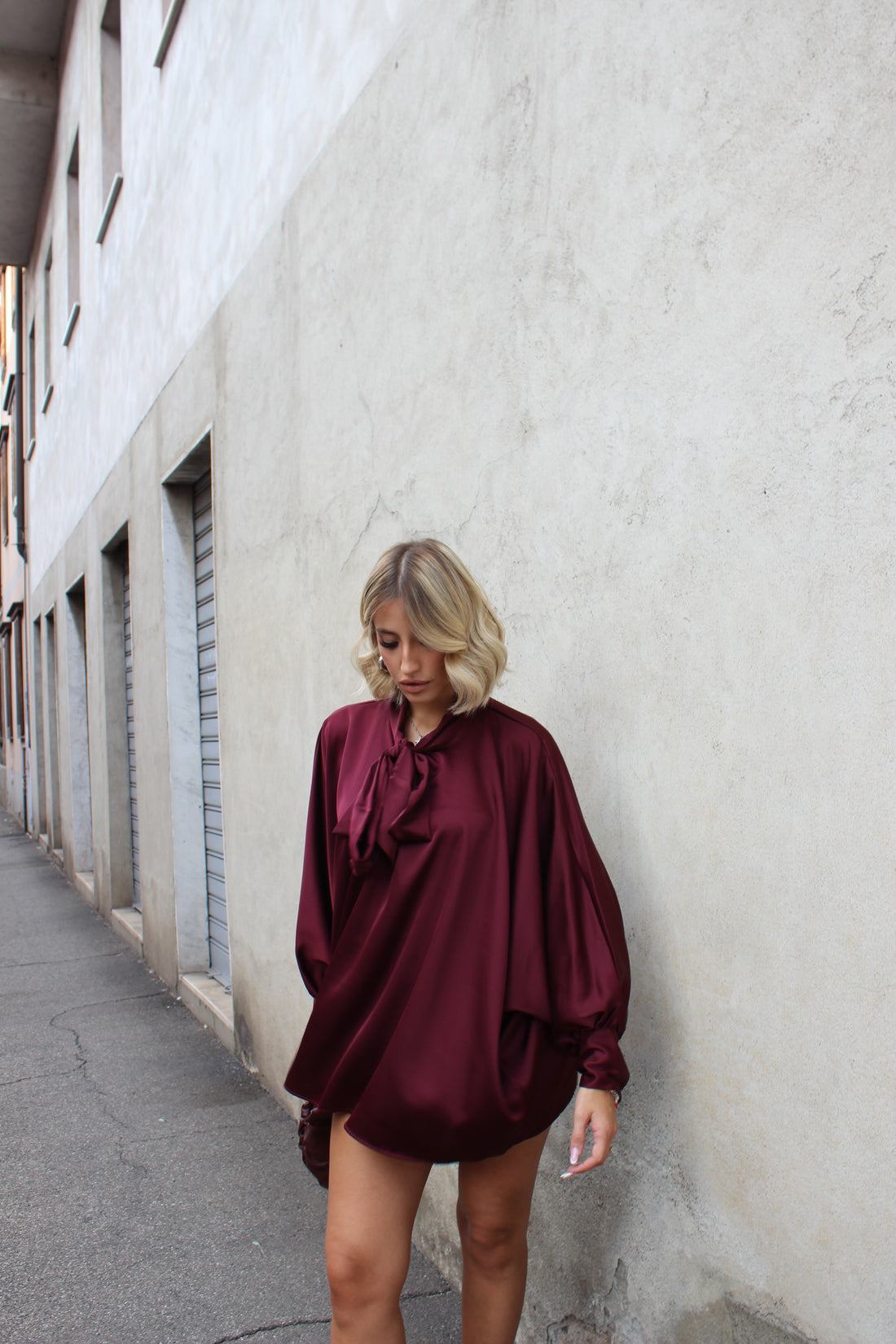 MaxiBlusa Satin Bordeaux