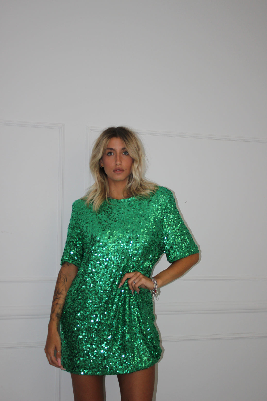 Maxi maglia Lumina Paillettes Verde