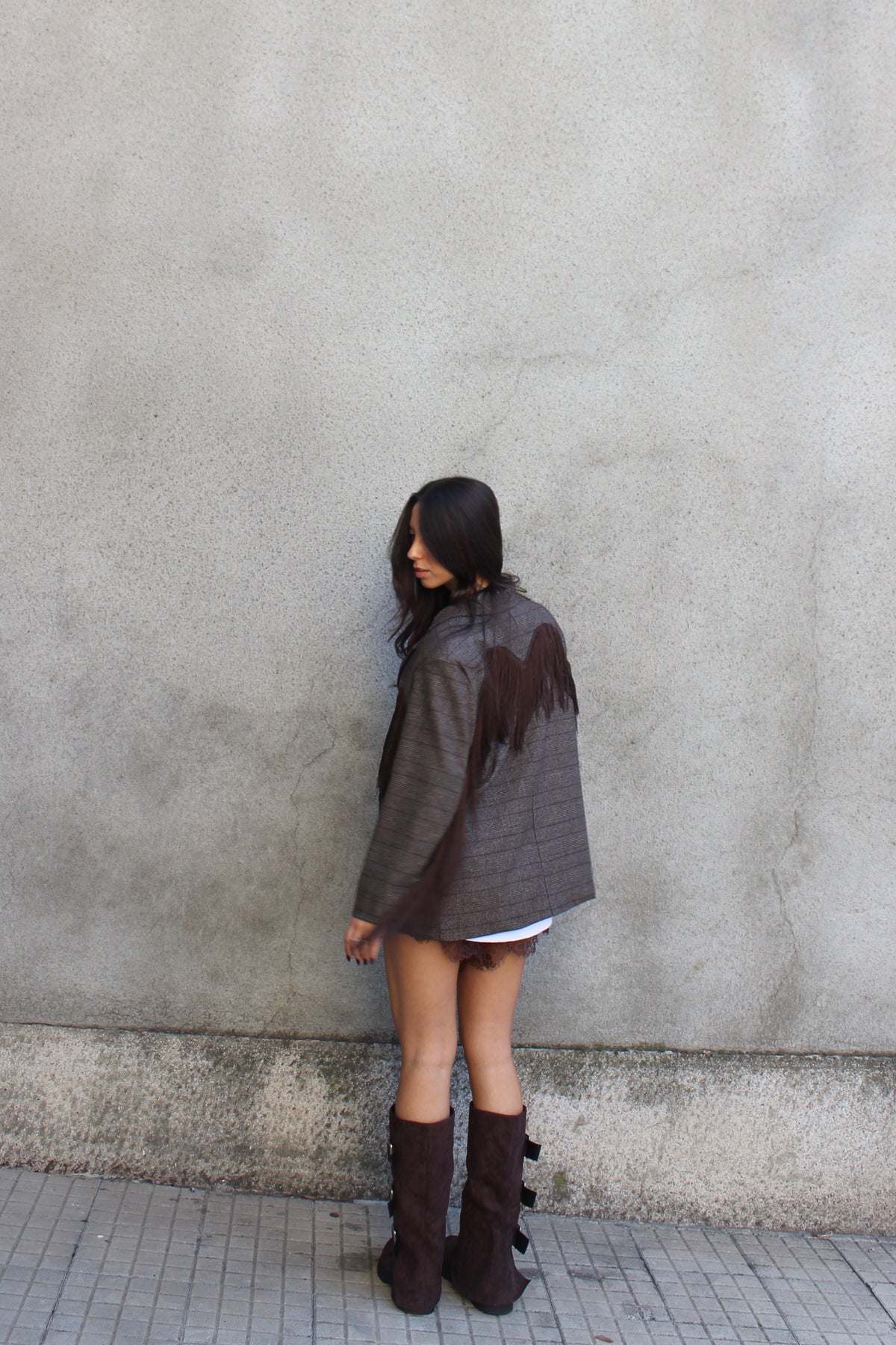 Blazer fringes cioccolato