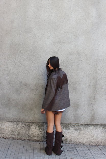 Blazer fringes cioccolato