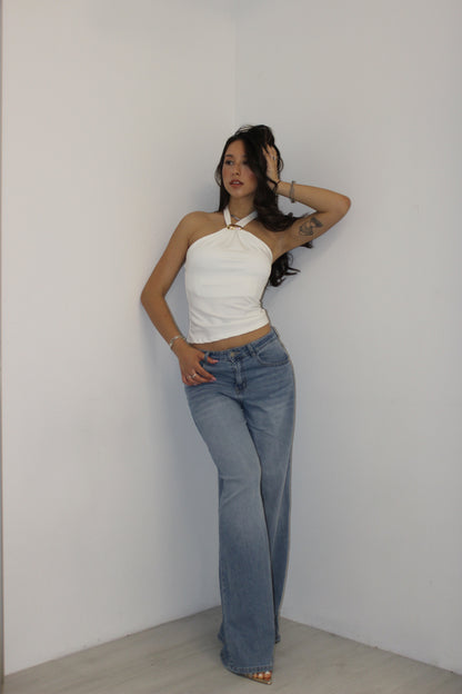 Top con Gioiello Bianco