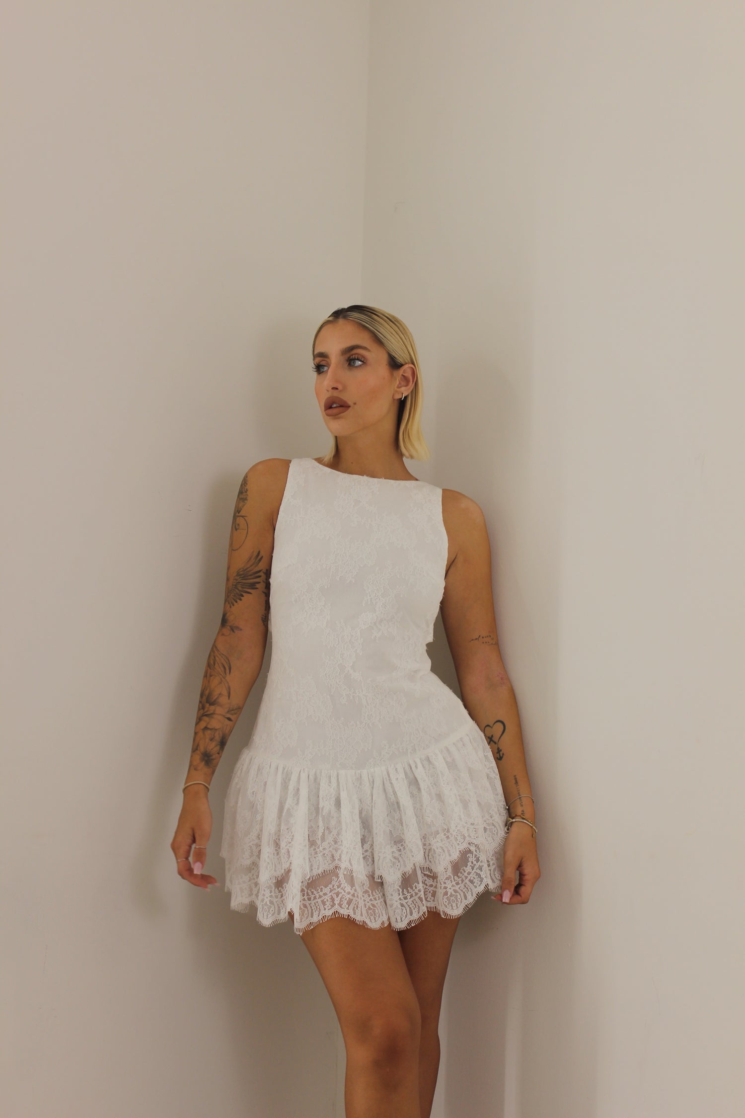 Playsuit pizzo bianco