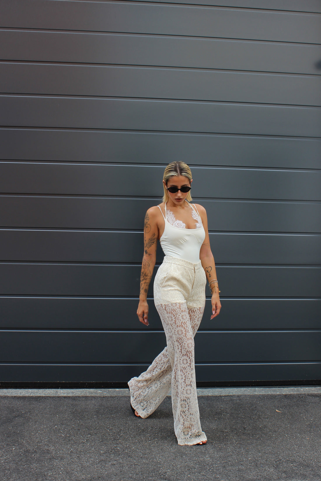 Pantalone in pizzo Lumina avorio
