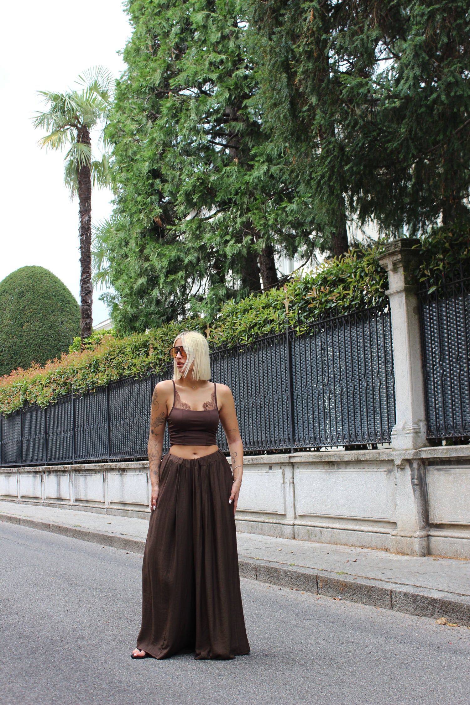 Pantalone viscosa cioccolato