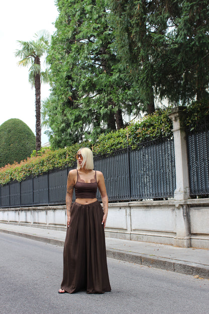 Pantalone viscosa cioccolato