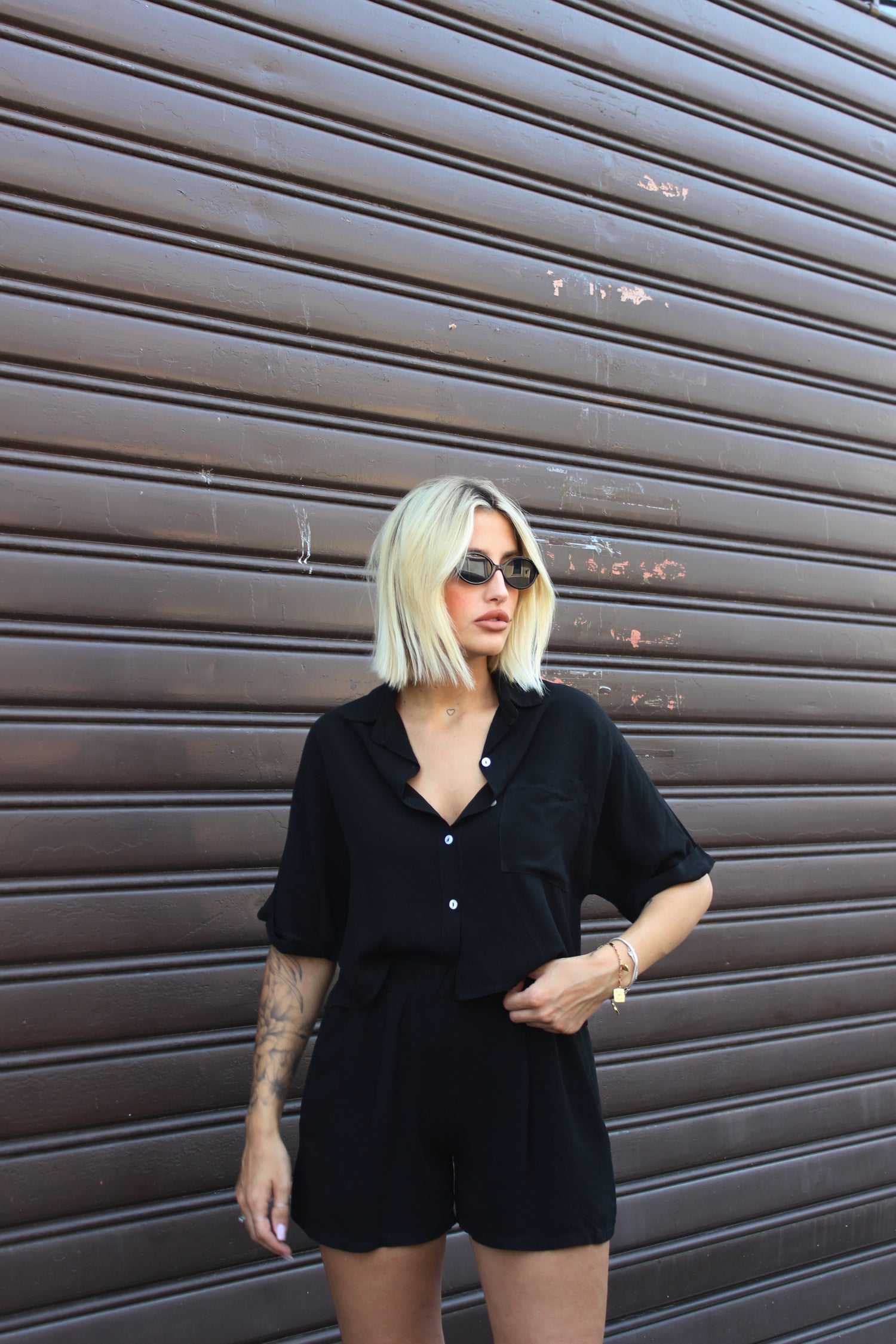 Coordianto blusa crop nero