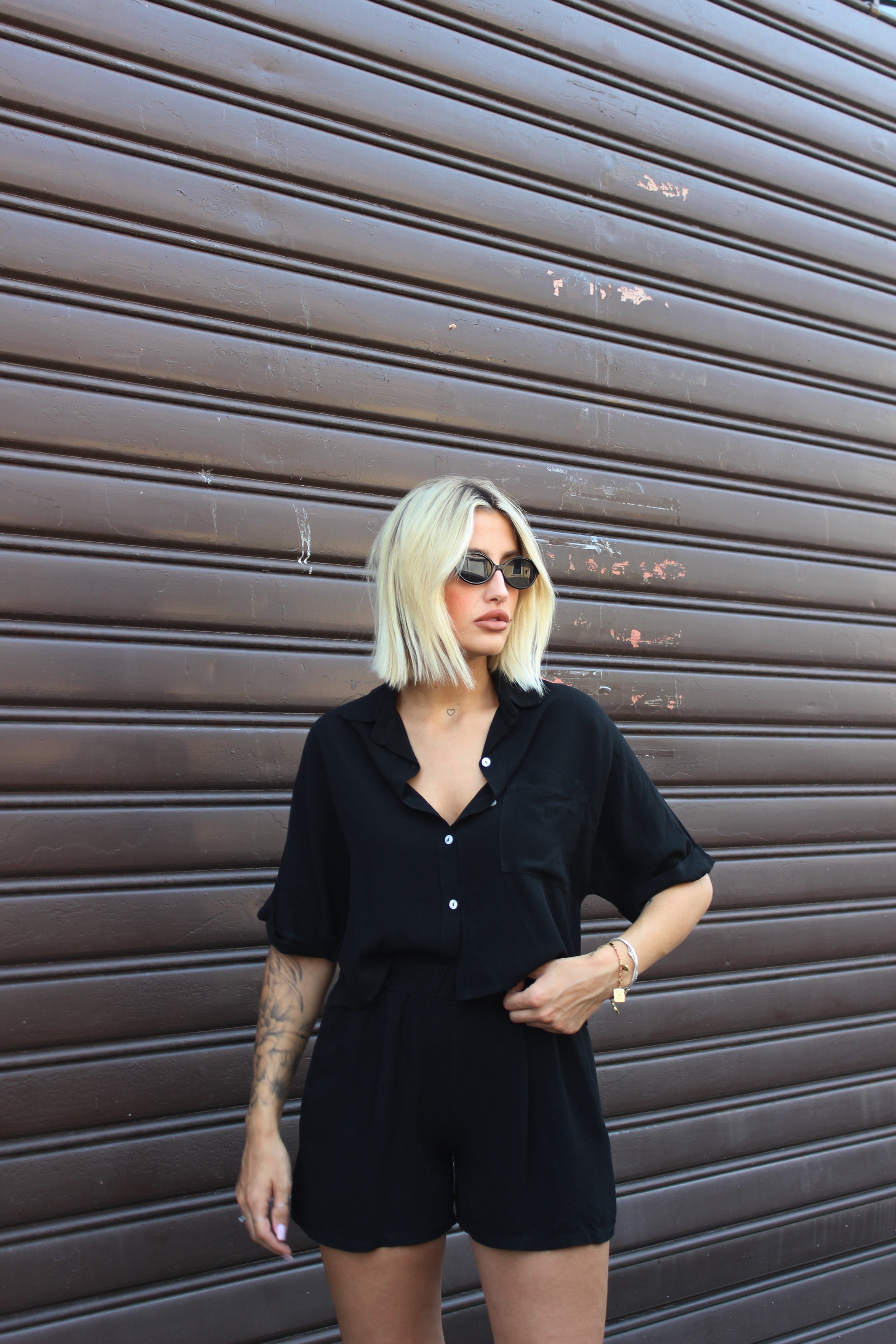 Coordianto blusa crop nero