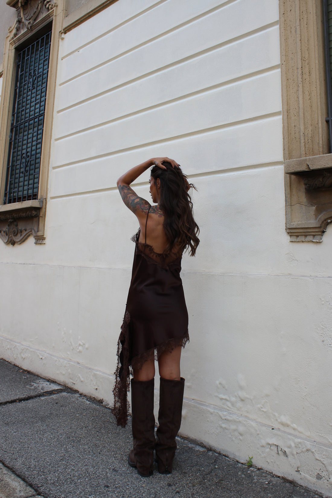 Abito in satin cioccolato