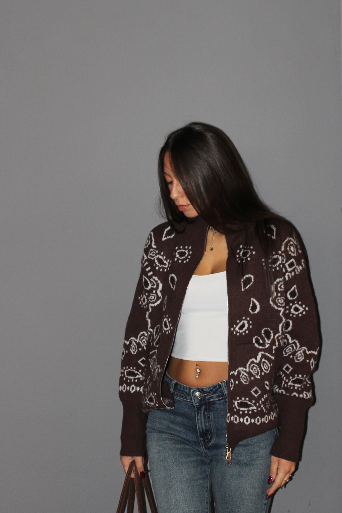 Cardigan Paisley cioccolato