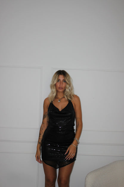Abito Paillettes Corto Nero