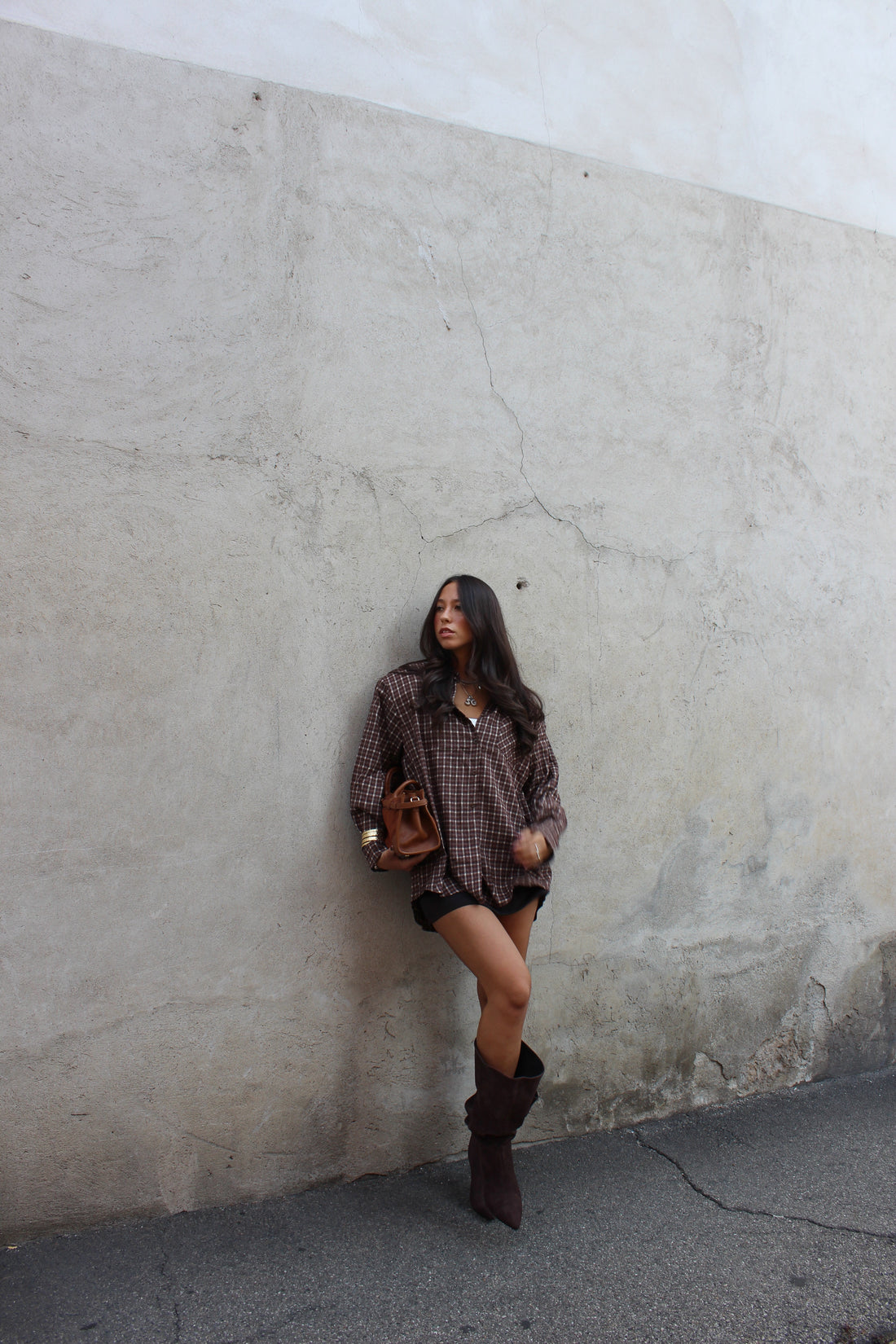 Camicia check cioccolato