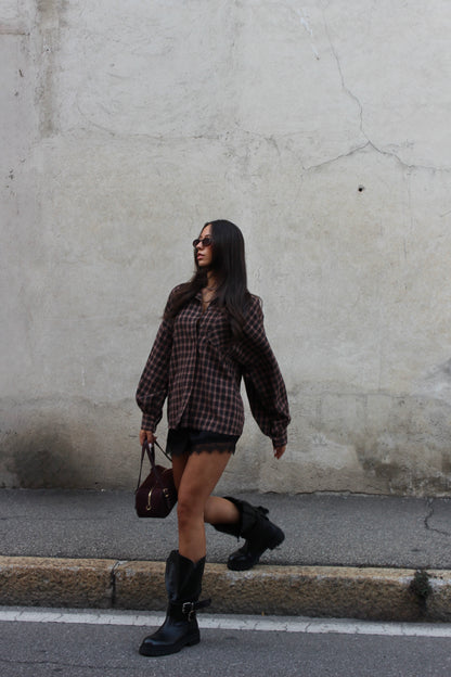 Camicia scozzese caffè