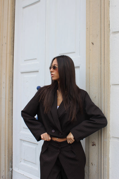 Tailleur gessato cioccolato